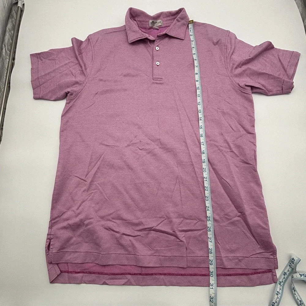 Peter‎ Millar Crown Ease Mens Large Pink Geometric Print Short Sleeve Polo Shirt